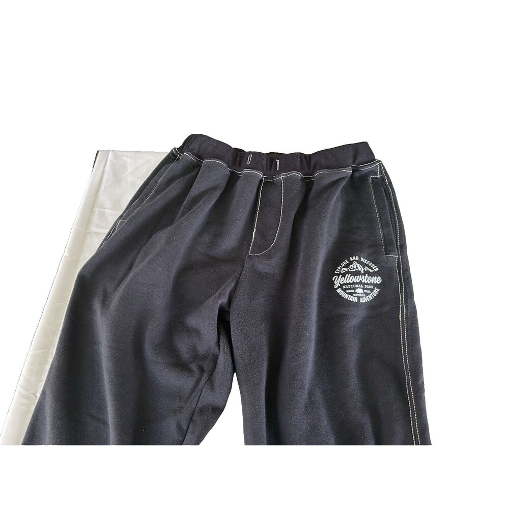 Unisex 4 Xl Sweat Pants Eagle Fiery Yellowstone Fleece Black Pockets